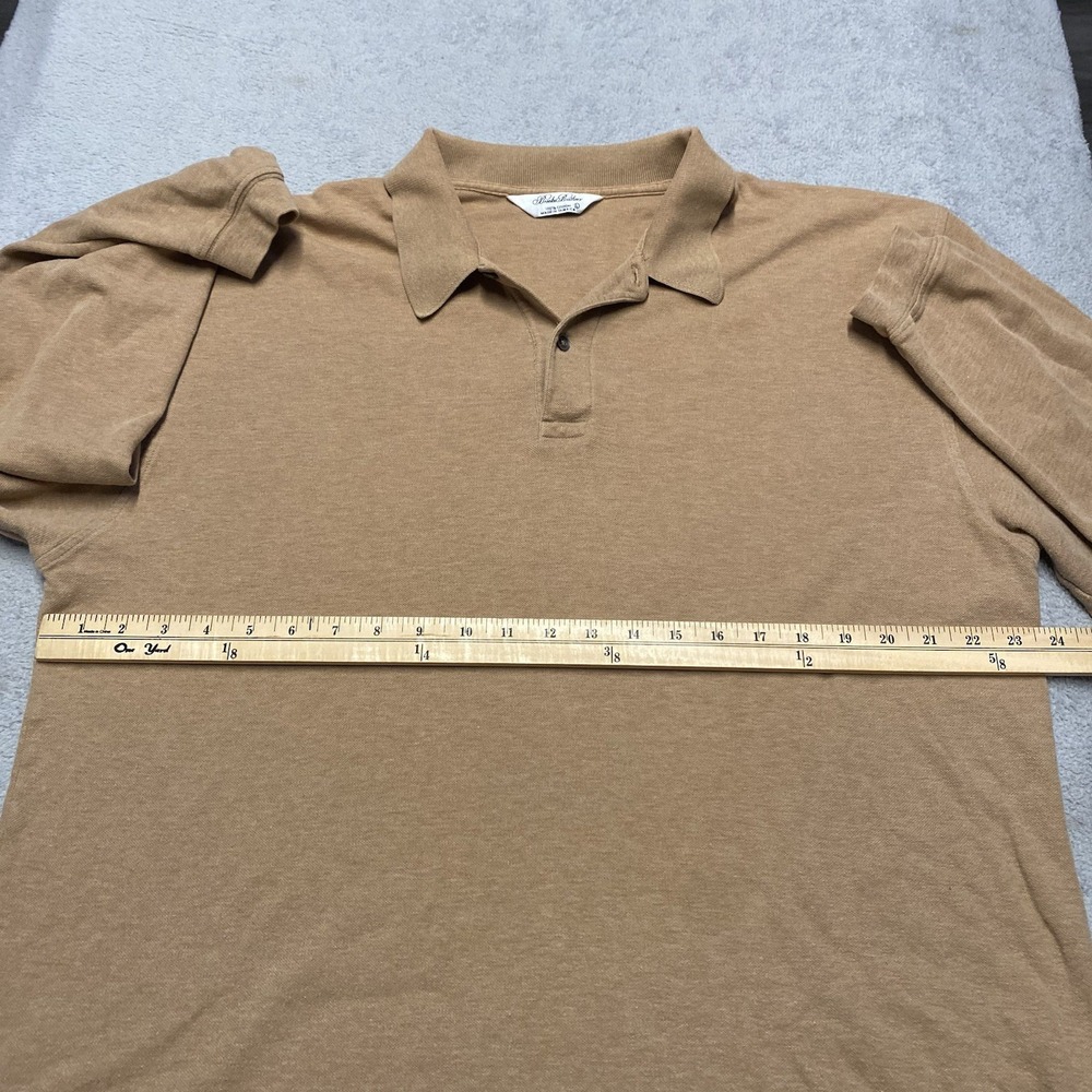Vintage Brooks Brothers Polo Shirt Mens Large Brown Khaki Long Sleeve Preppy - Picture 5 of 6